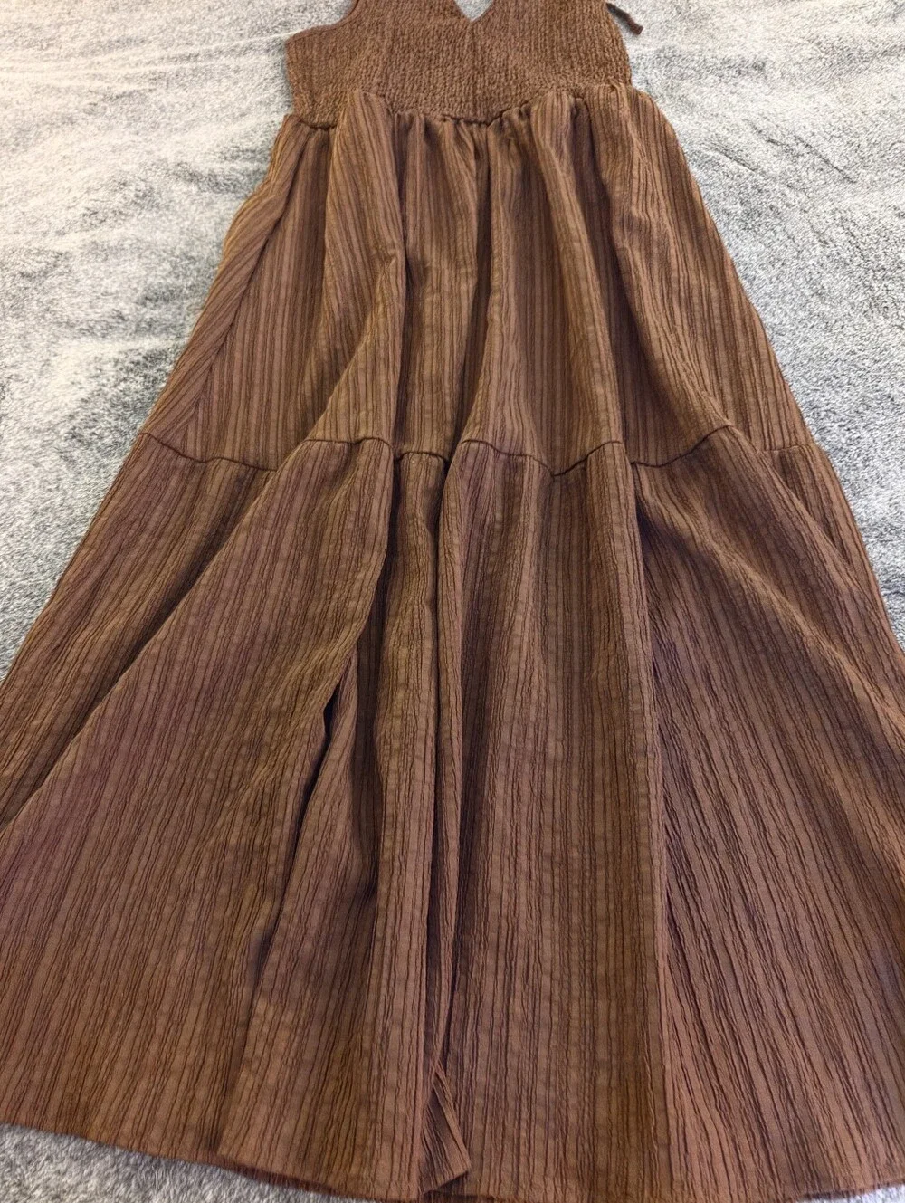 ASOS Design Crinkled Tiered Midi Sundress Size L - Picture 2 of 9
